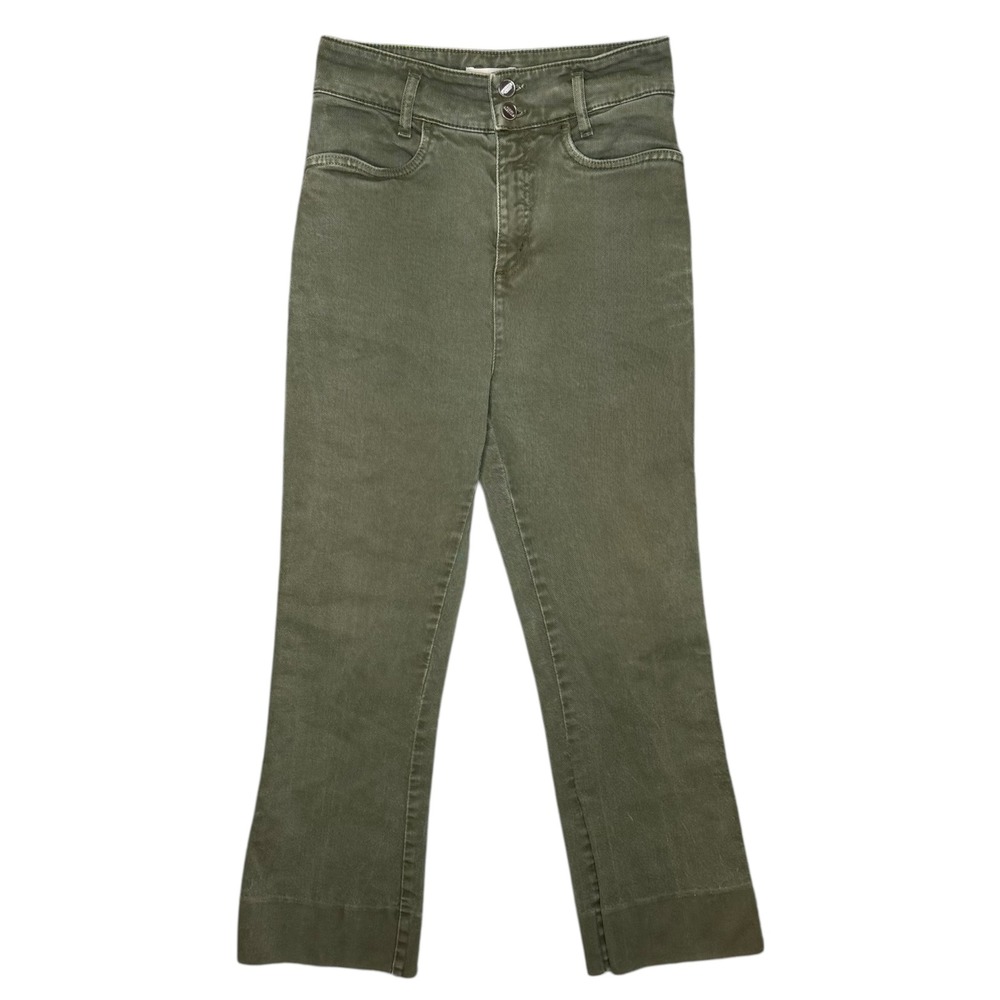 SWEDISH HASBEENS Military Green Boot Cut Jeans Women's Size 28 Cotton Blend Crop